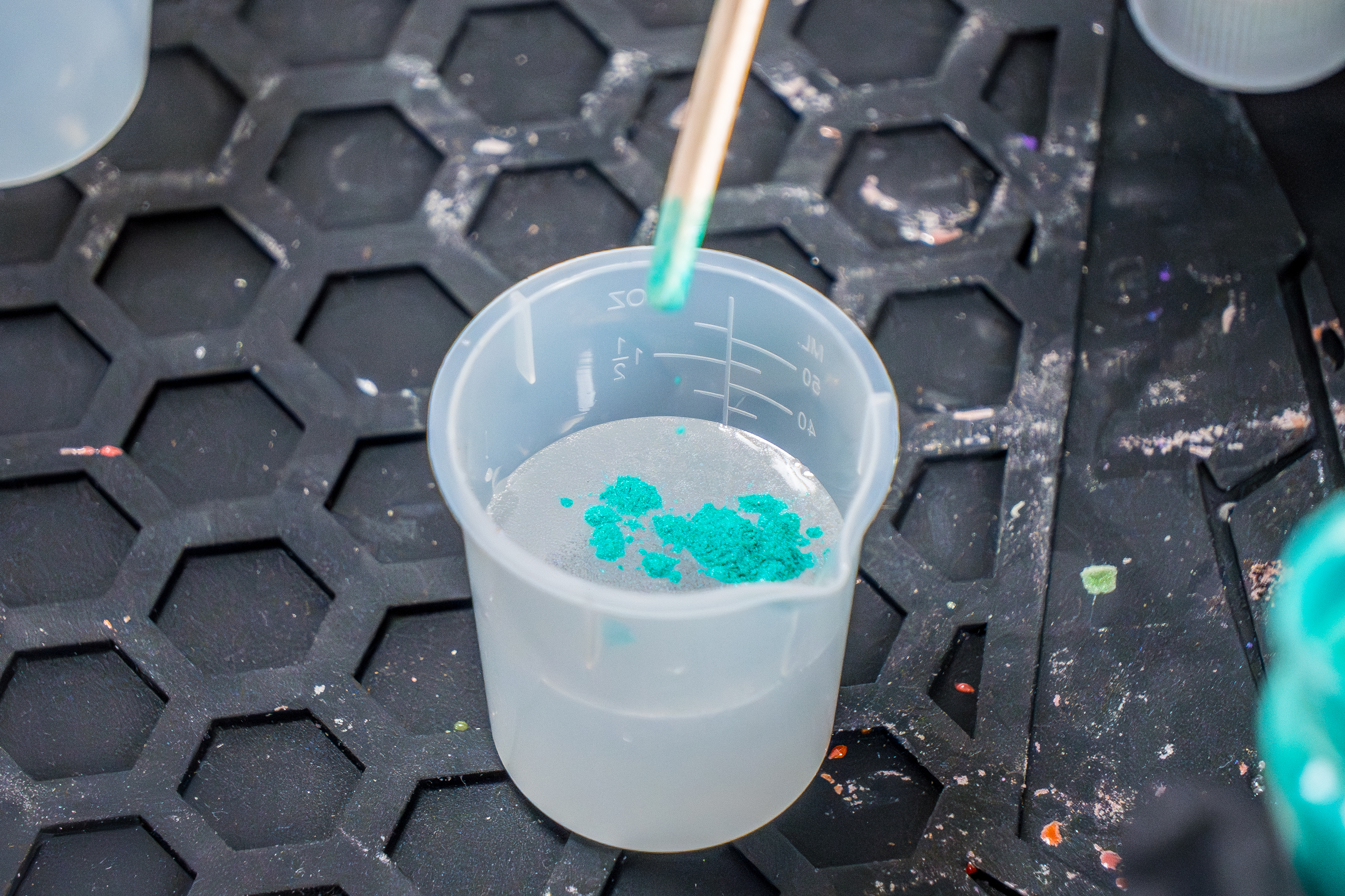 Adding Green Mica Powder to Artist Resin