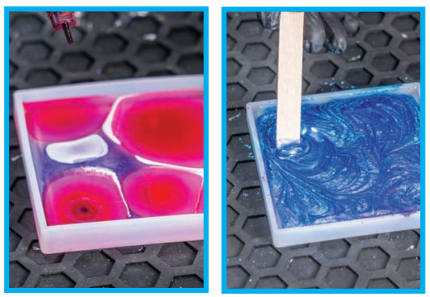 Epoxy resin coasters with mica powder and alcohol inks