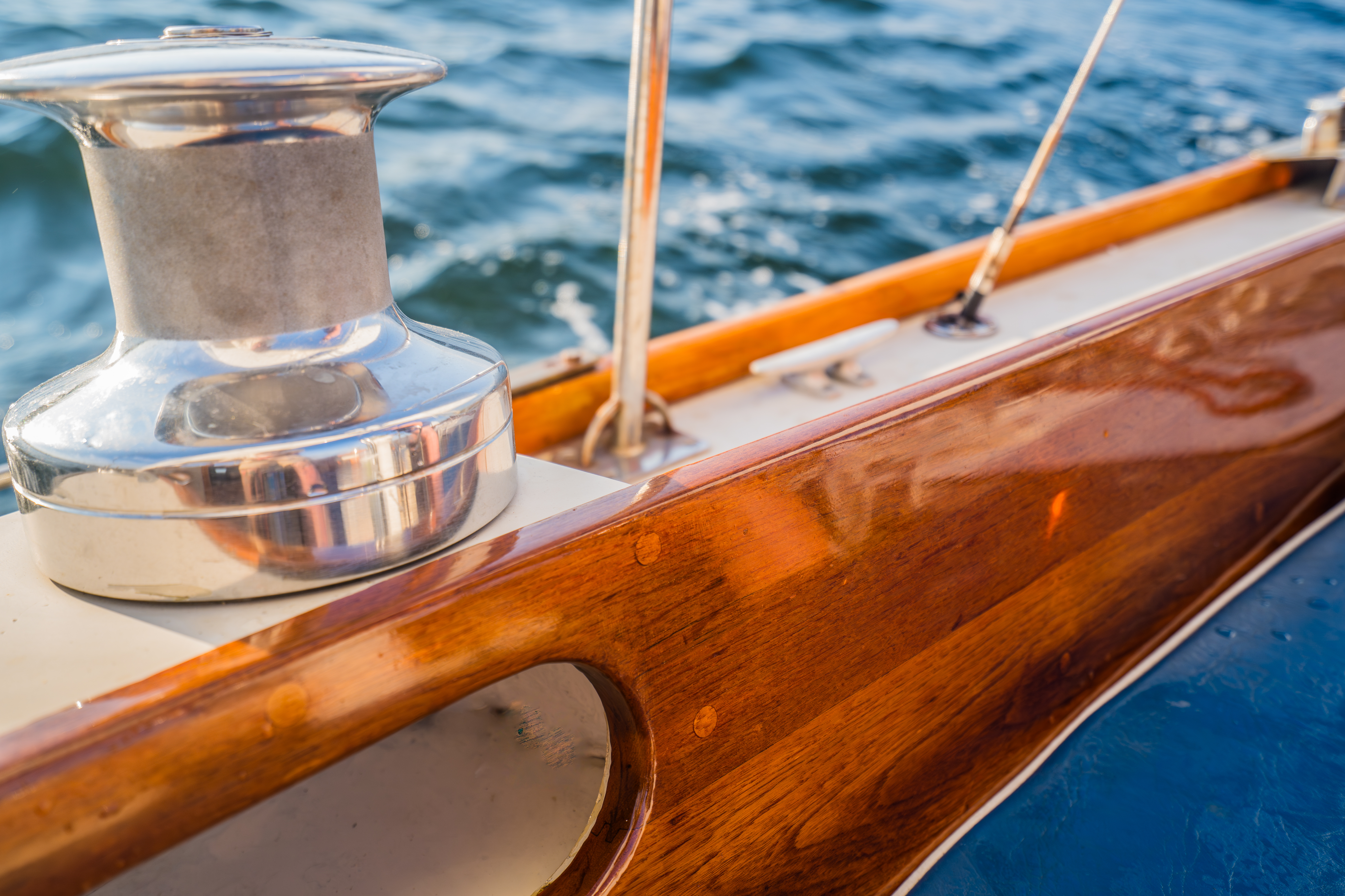 TotalBoat Gleam applied on sailboat brightwork